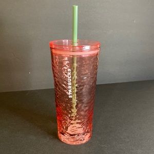 Fall 2022 Starbucks wave glass tumbler with ferns on lid